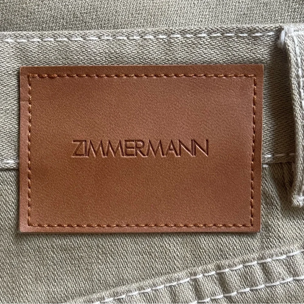 Zimmermann Belted High-Rise Straight-Leg Jeans in Sage Green - Picture 9 of 10